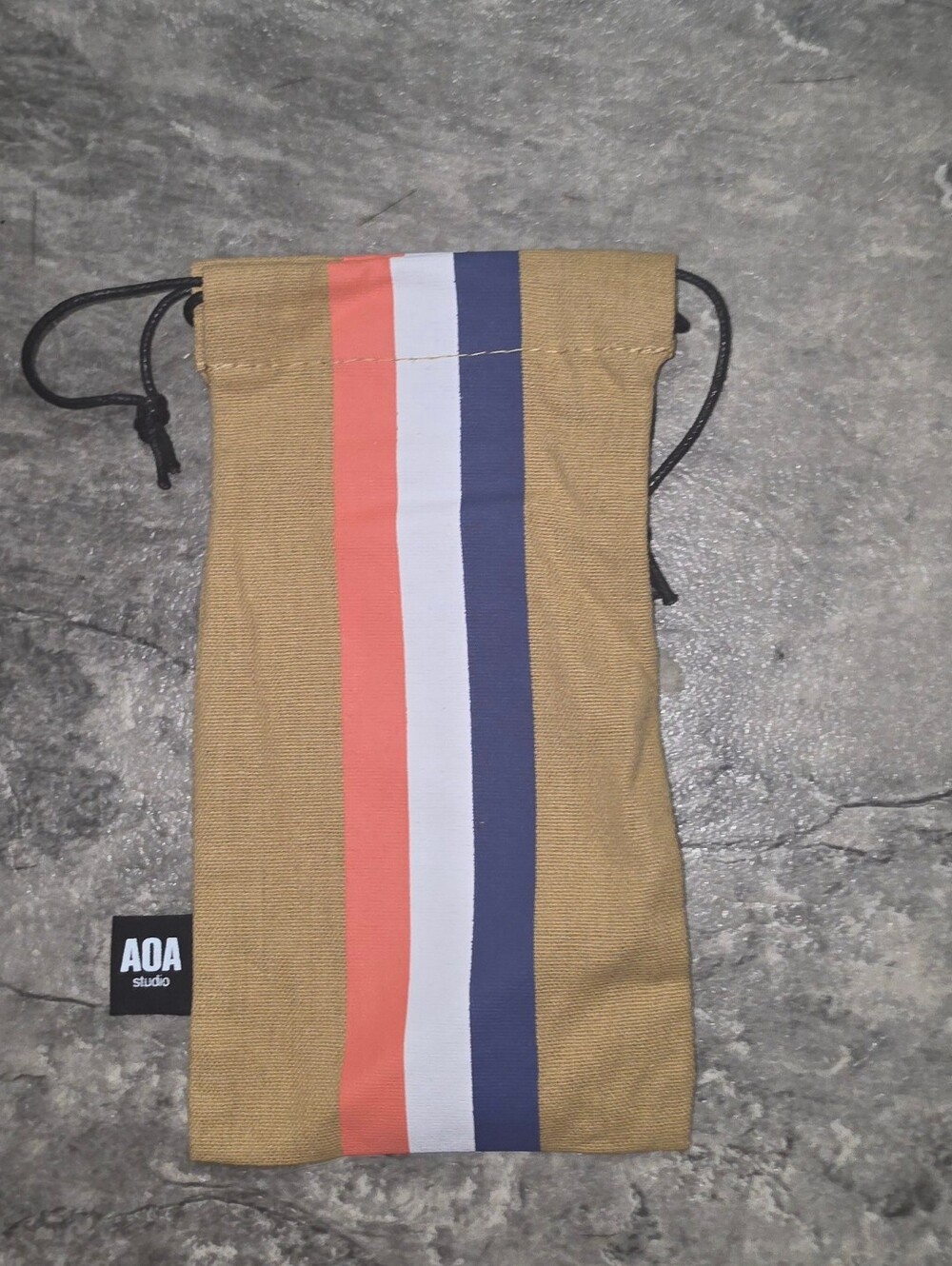 Drawstring Stripe Sunglasses / Makeup Brush Pouch NWT